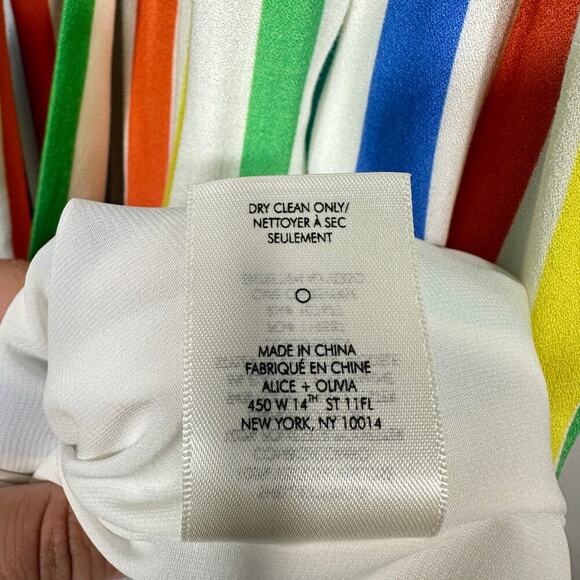 Alice & Olivia Dress Janan Rainbow Striped Maxi Belted Sleeveless Maximalist 8 - Picture 12 of 14